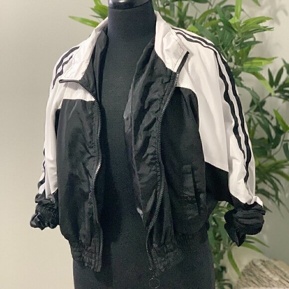 Excellent Condition | Black White Windbreaker with Contrast Stripes | Water Resi - Picture 3 of 5